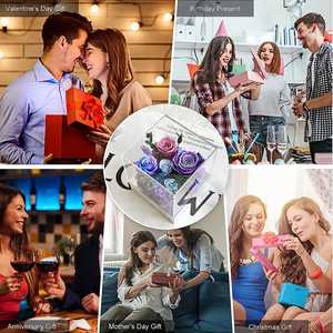 Cubos de Almacenamiento Cuadrados Pequeños de Acrílico Personalizados Contenedor Transparente para Dulces Organizador de Regalos con Tapa Caja de Acrílico Transparente para Exhibir Rosas Eternas - Product Image 3