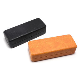 Étui à lunettes Conchen rectangulaire en cuir, portable et protecteur, pour lunettes, bleu, orange, beige, gris - Product Image 2