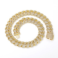 Chaîne cubaine Hip Hop 24 mm à maillons bulles, entièrement sertie de zircons, collier et bracelet pour homme, bijoux de mode pour fêtes, rappeurs, vente en gros