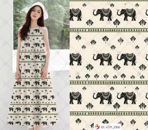 Tela de Rayón Viscosa Suave <span class=keywords><strong>Popin</strong></span> Digital, Estampada con Diseño de Elefantes para Camisas y Vestidos de Verano - Product Image 1