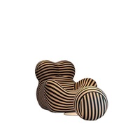 Canapé-lit paresseux personnalisable à motif rayé, pouf sphérique bombé, ensemble de meubles de salon emballés sous vide