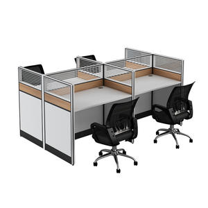 Estación de Trabajo Moderna para Oficina, Conjunto de Escritorio Modular para 4 Personas con Paneles y Sillas, Diseño Contemporáneo, Partición Independiente - Product Image 1