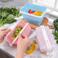 Sacs de conservation alimentaire en silicone réutilisables, pliables, de qualité alimentaire, sans BPA, avec logo personnalisé, sacs en silicone pour fruits, sac de conservation en silicone