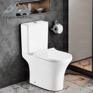 WC en céramique blanc moderne Wayon, sans bride, double chasse d'eau, design entièrement encadré, siège à fermeture douce, modèle de maison préfabriquée WW-ZBQ - Product Image 3