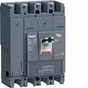 HNW631JR Interruttore automatico scatolato Hagers personalizzabile H3+ P630 LSI 4P 40kA 630A neutro regolabile - Product Image 1