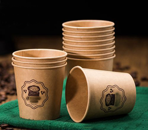 Tasses en papier Kraft biodégradables 8oz, lot de 50 pièces, bâtonnets personnalisés de café, petit avec Logo à couvercle - Product Image 3