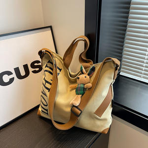 Moda popolare grande capacità borse di tela a tracolla custom tasca interna e cerniera personalizzata crossbody tela tote bag per ragazza - Product Image 3