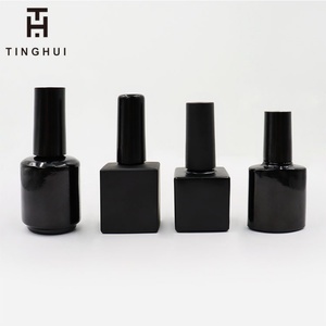 Frascos de vidrio vacíos de 15 ml para esmalte de uñas en gel, pequeños, con brocha, contenedores rellenables, transparentes, negros, para almacenamiento DIY - Product Image 3