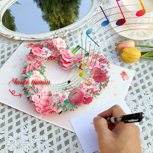 Nueva Tarjeta de Felicitación 3D con Ramo de Flores para Mamá, Tarjeta de Cumpleaños, Ramo de Flores Moradas, Tarjeta con Corona de Flores - Product Image 3