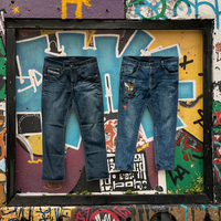 Jins Denim pria bekas ukuran besar, jins Denim pria bekas, ukuran besar, Kondisi Bagus, gaya populer, bersih dan warna-warni untuk grosir musim panas