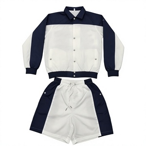 Conjunto Deportivo para Hombre con Bloques de Color Blanco y Negro, Manga Larga, Cuello con Botones, Transpirable, de Poliéster, Estilo Urbano para Primavera - Product Image 6