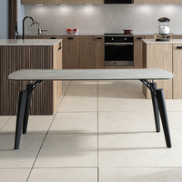 Usine chinoise vend des tables à manger modernes de luxe léger sur mesure avec pieds en métal et plateau en verre trempé, meubles de salle à manger 6 places pour