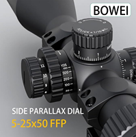 Lunette de visée Bowei 5-25x50 FFP longue portée, optique rouge illuminée, mise au point latérale AO, parallaxe, tube de 30 mm, lunette de chasse