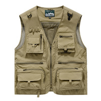 Gilet décontracté pour homme, multi-poches, pour la pêche, le camping, les voyages, la photographie, le journalisme, gilet en maille