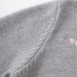 Women's Round Neck Knitted <b>Cardigan</b> Long Sleeve Sweet Cherry Embroidery Casual Loose Fit Autumn Winter Sweater Coat - Product Image 5