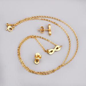 Juego de Collar y Aretes de Acero Inoxidable con Diseño de Infinito, Joyería Plateada Turca para Bodas, para Mujer - Product Image 5