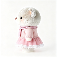 Ours en peluche gris bouclé style mignon avec jupe à bordure dentelle, tenue personnalisable, jouet en peluche super doux avec logo sur mesure
