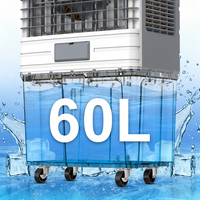 Refroidisseur d'air évaporatif industriel avec réservoir d'eau de 60L, volume d'air élevé, faible bruit, 3 vitesses réglables pour une utilisation en extérieur et à la maison