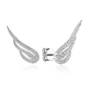 Orecchini a perno con ali d'angelo per donna, semplici orecchini a piuma, gioielli alla moda per tutti i giorni - Product Image 6