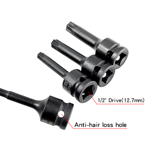 Jeu complet de douilles <span class=keywords><strong>Torx</strong></span> industrielles, entraînement 1/2, 16 pièces, 78 mm, T20 à T100, pour l'automobile et les équipements lourds - Product Image 6