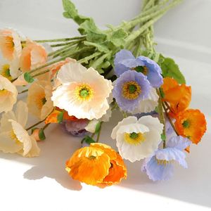 Venta al por Mayor de Jarrones Decorativos para el Hogar con Diseño Nuevo y Personalizado, 4 Ramas de Flores de Seda, Flor de Amapola Artificial para Decoración de Bodas - Product Image 3