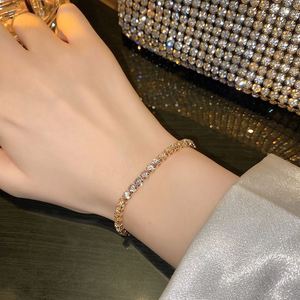 Delicate 14k <b>Gold</b> Plated Diamond Bass <b>Bracelets</b> Trendy Adjustable Tennis Chain Rhinestone Crystal <b>Bracelet</b> - Product Image 2
