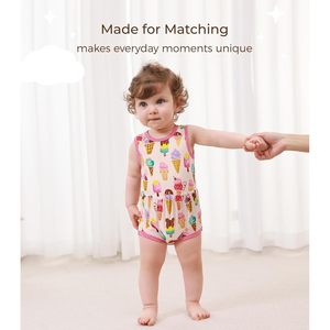 Body sin mangas personalizado para bebé niña, estampado de helado, conjunto de verano, mono de punto transpirable, cintura media - Product Image 3