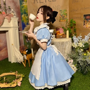 Abito blu <span class=keywords><strong>principessa</strong></span> di Alice <span class=keywords><strong>da</strong></span> <span class=keywords><strong>donna</strong></span> francese Lolita <span class=keywords><strong>da</strong></span> cameriera abito <span class=keywords><strong>da</strong></span> festa Vintage di Halloween - Product Image 4