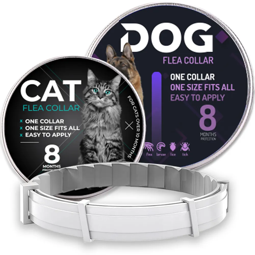 CARBERRY Pet Anti Flea and Tick Collar for Dog Cat 8 Month Prevention Flea Tick Dogs Cats Collar One Size Fits All