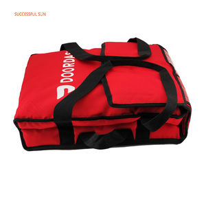 Sacchetto per pizza portatile isolato di colore rosso grande sacchetto per la consegna della Pizza sacchetto di raffreddamento doordash con logo stampato - Product Image 1