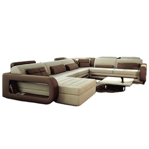Set di Divani Angolari in Pelle di Lusso Moderni, Vendita Calda, Arredamento per Soggiorno con Imbottitura in Spugna per Appartamenti e Hotel - Product Image 1