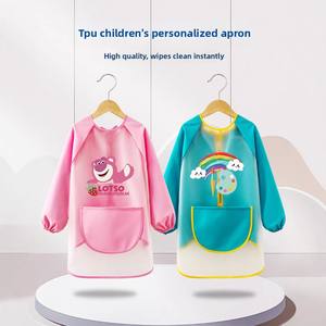<span class=keywords><strong>Tablier</strong></span> imperméable en TPU à manches longues pour enfants, à porter à l'envers, pour la maternelle, garçons et filles, motif animaux de dessin animé - Product Image 5