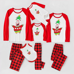 Personalizado Grinch Impressão Xadrez Vermelho Pijama De Natal Conjunto Elástico Cintura O-Neck Collar Família Sleepwear Térmica Frente Dropshipping - Product Image 5