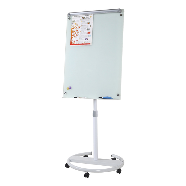 36x24 Dry Erase Whiteboard Stand Quick Flip Chart Glass Board Standing Mobile Glass Board White Wheels for Classroom Office Use