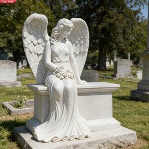 YOUFINE <span class=keywords><strong>Pierre</strong></span> <span class=keywords><strong>tombale</strong></span> double en marbre personnalisée avec sculpture florale commémorative pour la décoration des cimetières - Product Image 5