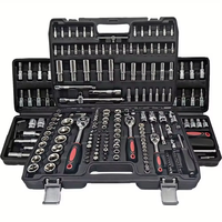 Kit de Herramientas para Mecánico de Automóviles, Juego de Llaves de Tubo para Mecánico Doméstico, 172 Piezas, Estuche Rígido Hexagonal para Reparación de Automóviles, Tamaños de 1/2'', 1/4'', 3/8''