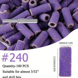 100pcs <b>Nail</b> Drill Bits Sanding Bands with Upgrade 3.1mm Mandrel Bit 180 Fine Grit <b>Nail</b> File Sanding Bands - Product Image 3