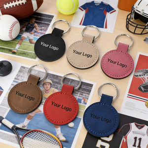Porte-clés rond en similicuir avec estampage à chaud/feuille <span class=keywords><strong>d</strong></span>'<span class=keywords><strong>or</strong></span>/feuille <span class=keywords><strong>d</strong></span>'argent - Cadeau personnalisé avec logo sur mesure - Product Image 2
