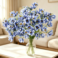Bouquet de fleurs artificielles bleues mélangées Cosmos, marguerites en plastique, tiges florales pour arrangements de mariage, décoration de table et de maison, vente en gros