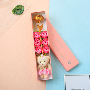 Caja de Regalo con Jabón de Rosa en Forma de Oso y Papel de Oro - Origen China, <span class=keywords><strong>Regalos</strong></span> para <span class=keywords><strong>Cumpleaños</strong></span> y Graduación - Product Image 6
