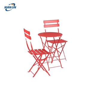 Set Bistrot Moderno Pieghevole in Ferro a 3 Pezzi, Tavolo e Sedie da Giardino per Balcone o Uso Caffè - Product Image 4