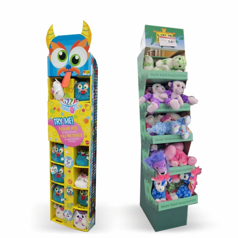 Supermarket Pop Retail Shop Promo POS Boneka Dukungan Rak Display Peg Hook Kardus Rak untuk Mainan Anak-anak Produk Berdiri