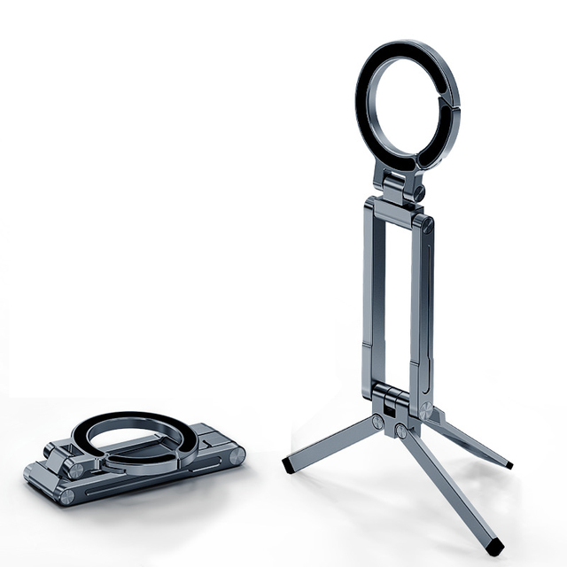 Multifunction Pocket Magnetic Phone Tripod Stand for Travel Aluminum Alloy 360 Rotating Phone Mount Desktop Stand with Carabiner