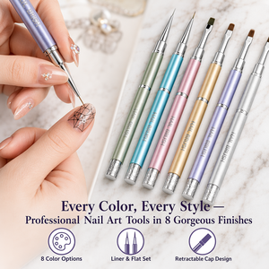 Ensemble de pinceaux à ongles carrés avec manche en métal zircon pour des traçages fins, des motifs floraux, la peinture au gel UV - Product Image 5