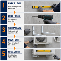 Support mural robuste en acier inoxydable pour unité extérieure de climatiseur split, sur mesure OEM
