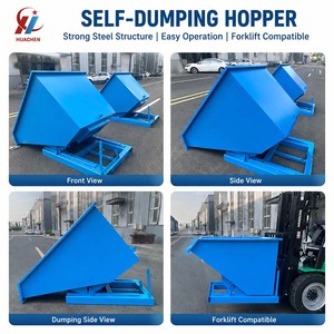 Vente chaude Bacs de trémie en acier de grande capacité robustes pour chariot élévateur à fourche Benne basculante <span class=keywords><strong>Poubelle</strong></span> Sauts Trémie de déchargement automatique en acier - Product Image 4