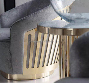 Sillón de Lujo, Sofá con Estructura de Acero Inoxidable Dorado, <span class=keywords><strong>Diseño</strong></span> de Corona, Sillón <span class=keywords><strong>Reclinable</strong></span> para Sala de Estar, Hotel, Villa u Oficina - Product Image 4