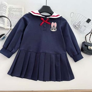 Vestito da bambina per l'autunno, grazioso abito da principessa ricamato con cartoni animati per bambine, con colletto a scolastico stile baby doll. - Product Image 3