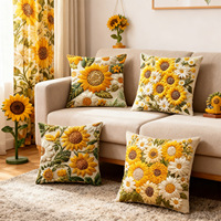 Housse de coussin carrée en velours imprimé à motif de tournesol et de peau de pêche, pour salon, canapé, chevet, décoration d'intérieur