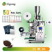 Machine d'emballage de granulés de thé à dosage par doseur volumétrique et scellage 3 côtés, avec impression automatique de fil et d'étiquette